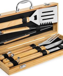BBQ Toolset Box, Grill Accessaries Carrying Case, Grill Kit Case, Bamboo BBQ Utensil, Barbeque Uttensil, Barbecue Utensil, Barbecue Accessaries, Excellent Gift! 2