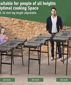 26″/30″/34″ Portable Outdoor Grill Stand for Ninja Woodfire Outdoor Grill(OG701 OG850 OG951 Series), 51in Large Space, Upgrade Height & Quick-Fold Stand for Blackstone Griddle/Onni Pizza Oven 2