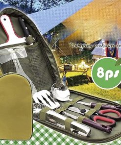 7PCS Stainless Steel Barbecue Grilling Accessories Tools Kits with Carry Bag for Outdoor Yard Camping Family Camping 2