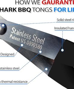 Shark BBQ Tongs Set (Two Pack) 17 In Grill Tongs and Meat Turners for Barbecue Grilling on Gas & Charcoal Grills – Two Black 2