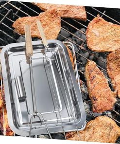 Yardwe 1set Stainless Steel Accessories Portable Grilling Tools Professional Forks Sticks Outdoor Barbecue Kit for Camping Picnics and Holidays 2