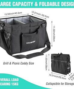 HAUSHOF Black Large Grill Picnic Caddy & BBQ Set 2