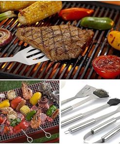 Grilling Accessories BBQ Grill Tools Set, with Thermometer 10PCS Stainless Steel Grilling Kit for Camping, Kitchen, Barbecue Utensil Gifts 2