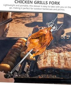 1 Set Rotisserie Fork for Air Fryer Handle Chicken and Meat Grilling Forks Lightweight and Portable Bbq Skewers for Outdoor Picnics and Roasting 2
