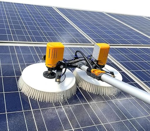 7.5M Water Supply Pole Kit, Outdoor Window Roof Glass Cleaner Tool with Telescopic Pole, Electric Rotary Cleaning Brush, Double Head Solar Panel Cleaning Equipment (Wired)