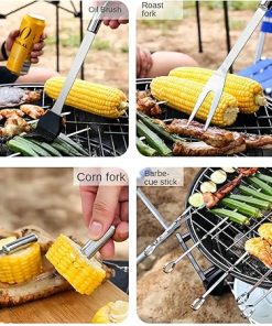 20 Pieces Stainless Steel Small Tube Handle BBQ Tool Set, BBQ Set Accessories BBQ Combination Tool, Outdoor Camping/Backyard BBQ, Gift Choice for Birthday, Father’s Day, Christmas, etc. 2