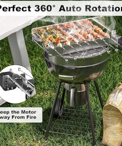 Electric 360° Rotating Stainless Steel Shish Kabob Skewers Set with 10PCS Flat Skewers for Kabob Grill, Atomatic Rotating Grill with Motor for Outdoor, Kebab Skewer Turner for BBQ 2