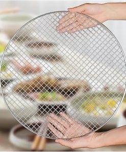 Reusable Barbecue net,BBQ Grill Rack, Round BBQ Grill Net,Stainless Steel Multi-Purpose Barbecue Round Grill Grate Camping Cookware Outdoor Campfire Grill Gridfor Rib,(35cm) 2