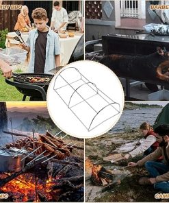 Happyyami 5pcs Stainless Steel Grill Mini Shelf Standing Roasting Rack Steak Rib Rack Propane Deep Fryer BBQ Rib Holder BBQ Grill Net Outdoor Accessories Grill Tools Barbecue Smoky Baby 2