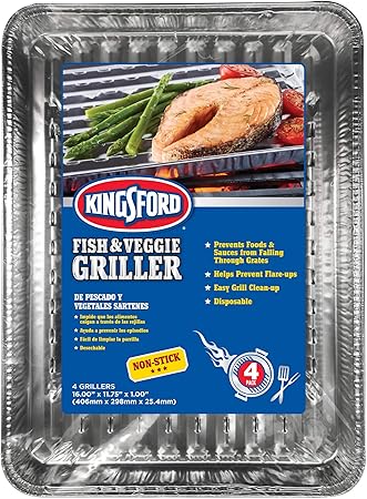 Kingsford Grilling Fish and Veggie Aluminum Grill Liners|Premium BBQ Liners, Grill Liners Disposable Aluminum, BBQ Accessories, Barbecue Accessories, Kingsford Grill Liners|16″ x 11.75″ x 0.88″, 24 Ct 2 Kingsford Grilling Fish and Veggie Aluminum Grill Liners|Premium BBQ Liners, Grill Liners Disposable Aluminum, BBQ Accessories, Barbecue Accessories, Kingsford Grill Liners|16" x 11.75" x 0.88", 24 Ct - Image 2