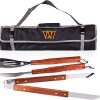 Picnic TIME NFL 3-Piece BBQ Tote & Grill Accessories Set, Outdoor Gril Set with Case, BBQ Spatula, BBQ Fork, and BBQ Tongs, (Black with Gray Accents)