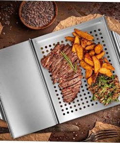 Alipis Stainless Steel Grill Plate Tongs BBQ Grill Utensils Barbecue Accessories 2