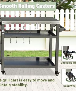3-Shelf Outdoor Grill Table,Grill Cart Outdoor with Wheels,Pizza Oven & Food Prep,for Blackstone Griddle 2