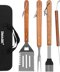 BBQ Wooded BBQ Accessories Grilling Tools plus Magnetic BBQ Grill Light 2