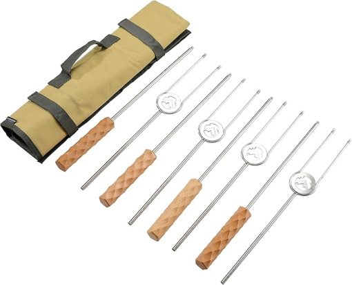 CAMPINGMOON Telescopic Barbecue Fork Marshmallow Sticks 4-Pack for Grilling BBQ 33-inch Length 304 Stainless Steel MK-4