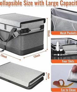 Large Grill Caddy with Lid Picnic Utensil Caddy Storage Bag with Paper Towel Holder for Outdoor Grill BBQ Cooking, Party, Travel (Black) 2