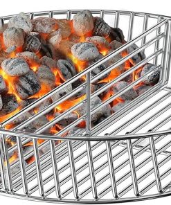 Charkettle Stainless Steel Charcoal Basket with Divider and Handle, BBQ Accessries Charcoal Holder Compatible with Weber 22" Kettle Grills