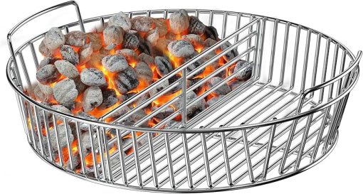 Charkettle Stainless Steel Charcoal Basket with Divider and Handle, BBQ Accessries Charcoal Holder Compatible with Weber 22" Kettle Grills