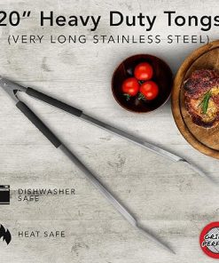 Grill Perfect Extra Long 2-Pack of Heavy Duty Tongs for Grilling | Dual Sided Stainless Steel Grill Tongs for Outdoor Grill and Kitchen Cooking | 3-Sided Handle Grip | 20 Inch and 24 Inch 2