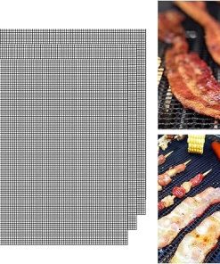 BBQ 40 * 30cm Baking Mat Sheet Heat Resistance BBQ Mesh Mat Non-Stick BBQ Barbecue Pad for Party Grill Mat Tools Accessories(04) 2
