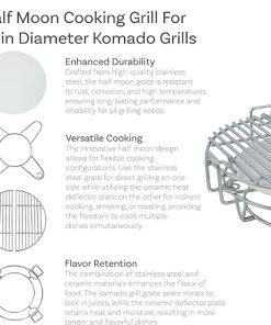 Sunnydaze Half Moon Cooking Grate System – Fits 15″ Kamado Egg Grills – Stainless Steel Grill Grate with Ceramic Deflector Plate 2