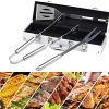 BBQ Barbecue Tool Set, 3 Pcs Stainless Steel Barbecue Grill Cooking Utensils Tool Set with Storage Case for Travel/Camping/Outdoor Activities – Indoor Outdoor Barbecue Kit for Friends & 3