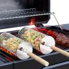 Rolling Grill Baskets (2PCS), Removable Wooden Handle, 304 Stainless Steel, Nesting Grilling Net, BBQ Accessory Tool for Vegetable Shrimp, Outdoor Cooking Camping, Fathers Day Gifts