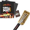 Grillaholics Essentials Brass Grill Brush + Nonstick Grill Mat Heavy Bundle