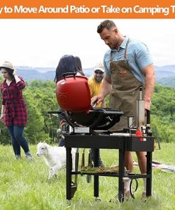 Outdoor Grill Cart with Wheels, Blackstone Griddle Stand for 17″ & 22″, Folding Grill Table for Weber Grill, Ninja Woodfire Outdoor Grill, Portable Grill Table for Griddle Accessories 2