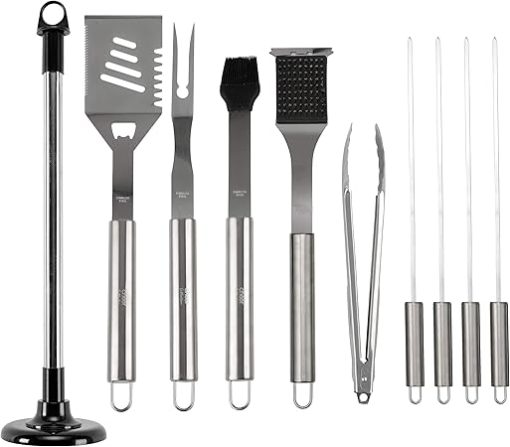 10 Piece Stainless Steel BBQ Set with Carousel