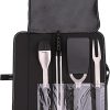 Kenyon A70011 Grill Utensil Set With Grill Fork, Tongs, Spatula, And Basting Brush, Stainless Steel Grill Tools With Smart Canvas Bag, Removable Soft-Grip Handles, Easy Cleaning, 4 Piece Tool Kit