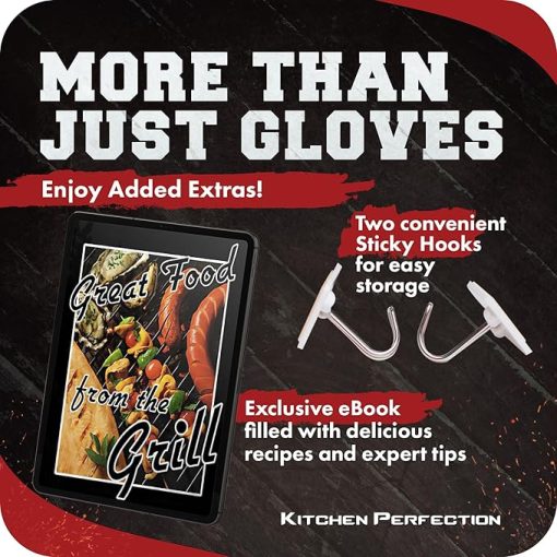 KITCHEN PERFECTION XL Silicone Smoker Oven Gloves-Extreme Heat Resistant BBQ Gloves-Handle Hot Food Right on Your Grill Fryer&Pit|Waterproof Grilling Cooking Baking Mitts|Superior Value Set+3 Bonuses - Image 2