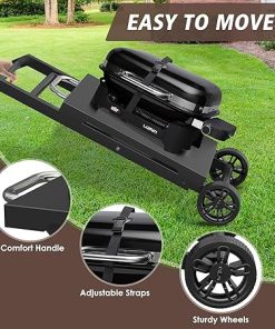 Portable Grill Cart for Weber Lumin Compact Outdoor Electric Barbecue for Weber 91010901 91300901 Folding Outdoor Barbecue Cart, Grill Portable Barbecue Table with Side Table 2