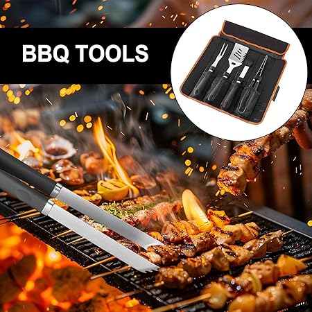 Barbecue Tools,Non-Stick Stainless Steel Grill Tools | with Storage Bag, Rust-Proof Heavy-Duty Outdoor Cooking Utensils for Camping Trip Backyard BBQ RV 2 Barbecue Tools,Non-Stick Stainless Steel Grill Tools | with Storage Bag, Rust-Proof Heavy-Duty Outdoor Cooking Utensils for Camping Trip Backyard BBQ RV - Image 2