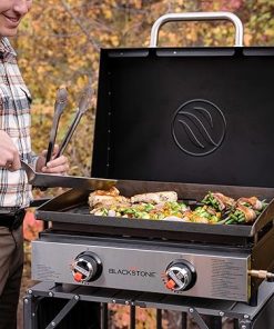 Blackstone 2144 Original 22” Tabletop Griddle with Integrated Protective Hood and Stainless Steel Front Plate, Powder Coated Steel, Black 2