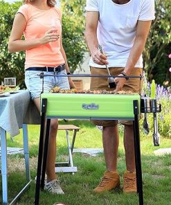 Grill Picnic BBQ Barbecue Grill Stainless Steel BBQ Grill Party Outdoor BBQ Barbecue Accessories for Camping Outdoor Charcoal Grill Outdoor Picnic Patio Backyard Camping BBQ (Color : Green) 2