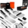 Griddle Accessories Kit for Blackstone – 14 PCS Flat Top Grill Tools Set with Stainless Steel Spatulas, Scraper & Bottles, Carry Bag Included – Outdoor BBQ Gift for Men