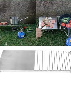 TOPINCN Folding Campfire Grill Grate, Grill Stand Multifunctional Folding Stainless Steel Outdoor Kitchen Stand Camping Accessory for Outdoor Picnic Garden 44x18x16cm 2