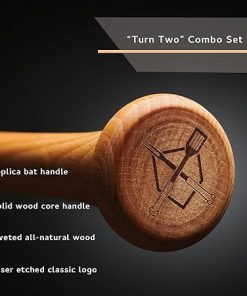 Baseball BBQ | ‘Turn-Two’ Combo Set | BBQ Grilling Accessories & Utensils for Baseball Fans| Unique Wooden Bat Handle & Quality Stainless Steel Grill Masters 2