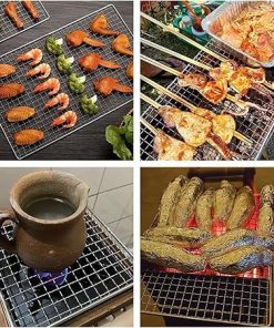 Reusable Barbecue net,BBQ Grill Rack, Oversized,Stainless Steel Multi-Purpose Barbecue Round Grill Grate Camping Cookware Outdoor Campfire Grill Gridfor Rib,(30×19.5cm) 2