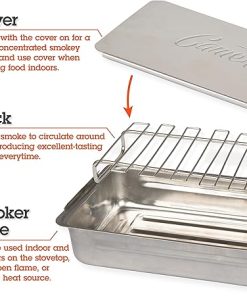 Camerons Indoor Outdoor Stovetop Smoker – Stainless Steel Barbecue Smoker Box w/Oak Wood Chips & Recipes – Works On Any Stovetop or BBQ Grill for Smoking Meats – Grilling Gift for Father’s Day 2