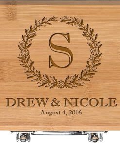 Personalized Gift for Dad Custom Engraved Monogram Family Name with Date Established 3pc Stainless Steel Barbecue Gift set for Outdoor grills (Bamboo)