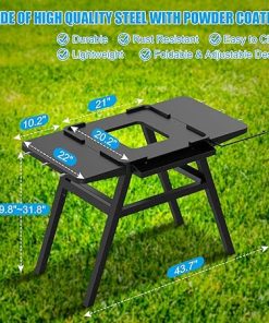 Stand for Ninja Woodfire Outdoor Grill, Portable Adjustable Cart Table for Ninja XSKUNSTAND OG700 OG800 OG900 OO101 Series Smoker Pizza Oven Accessories With Shelves, Black 2