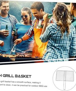 Foldable Grill Round Grill Grate Stainless Steel Grill Grate Grill Basket Mesh Grill Basket Shrimp Grill Basket Mesh Fish Grill Rack Picnic Grill Equipment Beef Grilling Mesh Rack 2