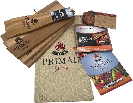 Cedar Grilling Planks Gift Set with Wraps and Grill Scraper