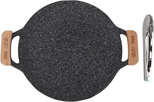 BBQ Grill Pan, Nonstick, Aluminum Alloy, Portable and Multifunctional, for Outdoor Cooking, Camping, BBQs, Commercial Kitchens (M)