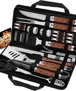 POLIGO 29 PCS BBQ Grill Accessories Stainless Steel BBQ Tools Grilling Tools Set with Storage Bag for Fathers Day Dads Birthday Presents - Camping Grill Utensils Set Ideal Grilling Gifts for Men Women