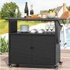 KORVOS Kitchen Portable Outdoor Grill Cart, Patio Bar Cart with Stainless Steel Top and Rolling Wheels, BBQ Cart for Indoor&Outdoor Use, Grey 3