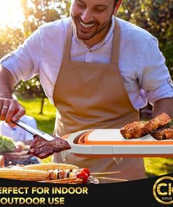 New LARGE Collapsible BBQ Prep Tub with LOCKING LID & BBQ Bag for Resting Meat – BPA Free Foldable Cutting Board with Leak Free, Strong Drain Hole for Meal Prep, Marinating, & Food Storage (Orange) 2