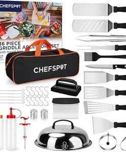 36PC Griddle Accessories Kit – Flat Top Grill Accessories Hibachi Spatula Set for Weber and Blackstone Griddles, Breakfast Tools, Basting Cover, Cleaning Brush for Outdoor BBQ